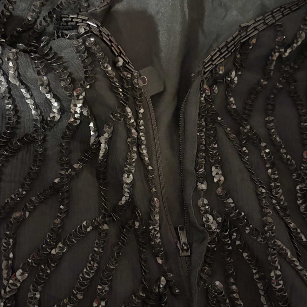 Vintage 90’s Mark & John By Gopal Sequin Dress Black Beaded Open Back Cutout - Picture 14 of 16